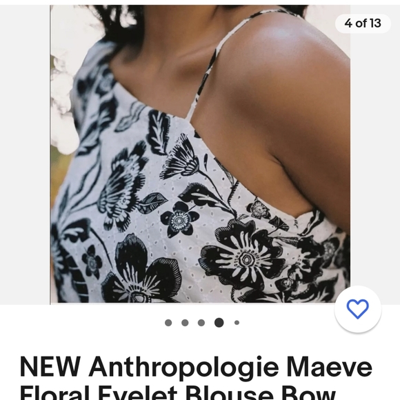 Anthropologie Maeve Floral  Black and White Eyelet Crop Top - Picture 6 of 14